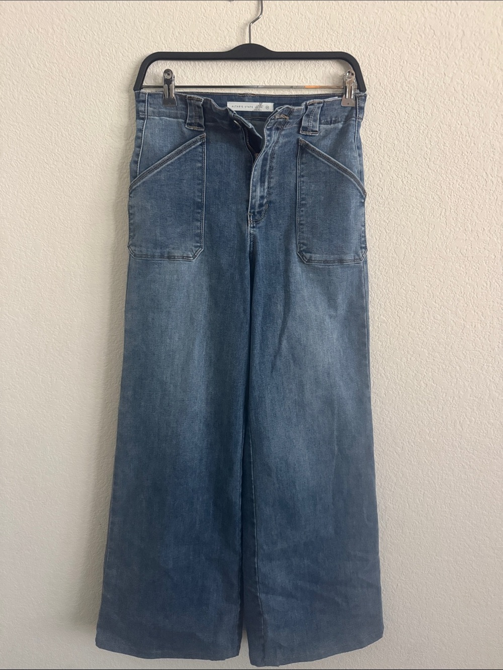 Altar'd State Wide-Leg High-Waist Light Blue Denim Jeans